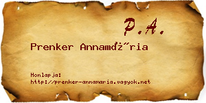Prenker Annamária névjegykártya